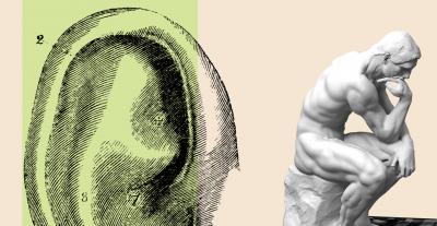 Abstract illustration of thinking statue